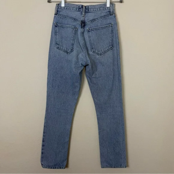 AGOLDE Riley High Rise Straight Crop Distressed Jeans